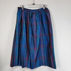 Vintage Courtwell Womens Plaid A-Line Midi Skirt Size 16 Blue Red Career New